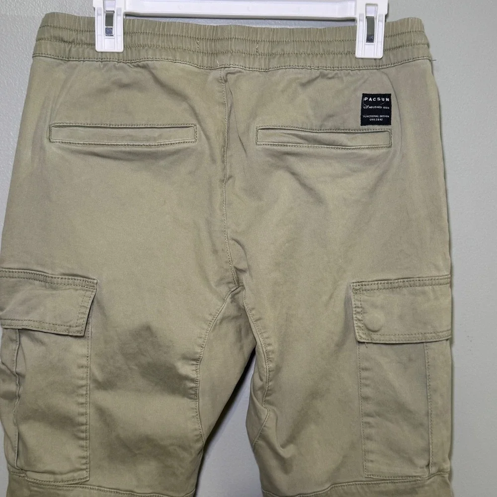 PacSun‎ Men's Olive Green Cargo Jogger Pants Elastic Waist Toggle Hem Medium